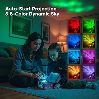 Briignite Galaxy Projector, 7 Colors Treasure Chest Night Light Aurora Lights Projector with 8 Effects & Remote, Dimmable Galaxy Light Ambient Lighting for Bedroom, Gifts for Kids Teen Women (Pink)