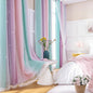 XiDi Curtains for Bedroom Decor, Rainbow PinkPuGreen-62-84
