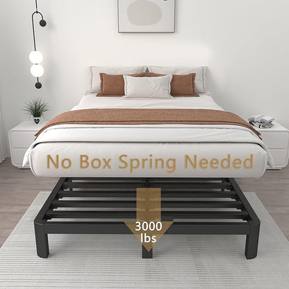 ITIMIDI 4 Inch King Size Bed Frame with Metal Gaskets, Platform Bed Frame No Box Spring Needed, Heavy Duty Steel Slat Support, Easy Assembly, Anti-Slip Mattress Stopper, Black