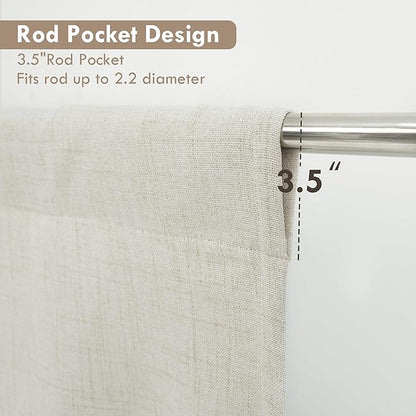 DriftAway Double Layer Linen Blackout Tie Up Curtains Thermal Insulated Fully Lined Balloon Roman Shade Bathroom Window Adjustable Rod Pocket for Small Window 45 Inch by 63 Inch Beige