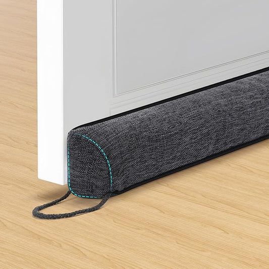 Door Draft Stopper Weighted Triangular Draft Stoppers for Bottom of Door 38" Underdoor Draft Blocker Seal Guard for Window Sill All-Season Gap Filler for Cold Air, Noise, and Light, Dark Grey