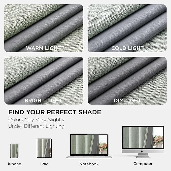 Joydeco Blackout Curtains 95 Inches Long 2 Panels Burg, Room Darkening Curtains for Bedroom, 100% Black Out Textured Thermal Drapes Privacy Protection 2 Panels Set(W52 x L95 Inch, Sage Green)