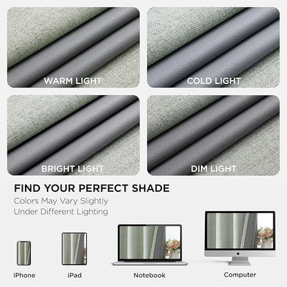 Joydeco Sage Green Blackout Curtains 96 Inches Long, Curtains 96 Inch Length 1 Panel for Bedroom, Thermal Insulated Linen Black Out Curtains with Grommets(100x96, Sage Green)