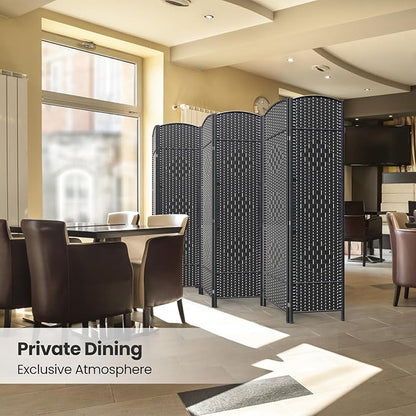 6 Panel Room Divider,6Ft Folding Privacy Screen,Tall - Extra Wide Foldable Panel Partition Wall Divider with Diamond Double-Weaved Hand-Woven Design Room Screen Divider