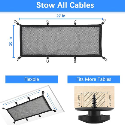 Cable Management Net Under Desk Kit,Privacy Mesh Cable Manager Flexible Under Desk Wire Net Large Capacity Cord Organizer Net for Office,Standing Desk, Home, 26 X 10 Inches
