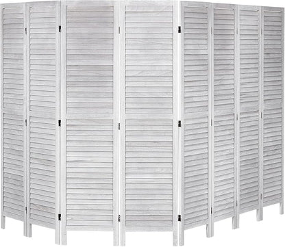 VEVOR Wood Room Divider, 8 Panel Wood Folding Privacy Screen, 66.9 Inches Tall Indoor Louvered Wooden Partition, Portable Decoration Screen, for Room Separation, Home, Office, Restaurant & Bedroom