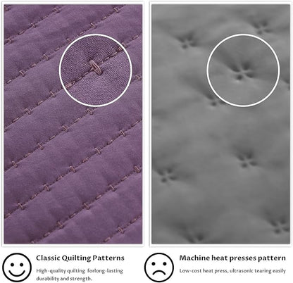 Oversized King Quilt Set 112"x106" – Soft Washed 3-Layer Lightweight California King Bedspread, Minimalist Nordic Design, All-Season Quilt Bedding (1 Quilt + 2 Pillow Shams), Grape Jam Purple