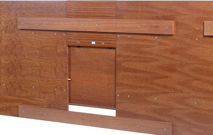 memomad Bali Slim Set: Storage Platform Bed with Drawers + Flat Panel Headboard (King Size, Caramel Brown Wood)