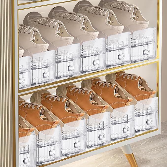 Shoe Slots Organizer for Closet,16 Pack Shoe Stacker Shoe Rack Organizer for Closet Space Saver Storage Shoe Holder Organization(Transparent)