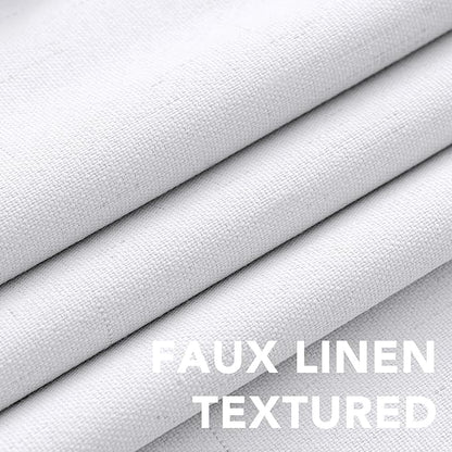 H.VERSAILTEX White Linen Blackout Curtains Durable Thick Textured Linen Look 100% Blackout Patio Door Curtain Anti Rust Grommet Extra Wide Sliding Door Curtain Panel, W100 x L96 inch- Bright White