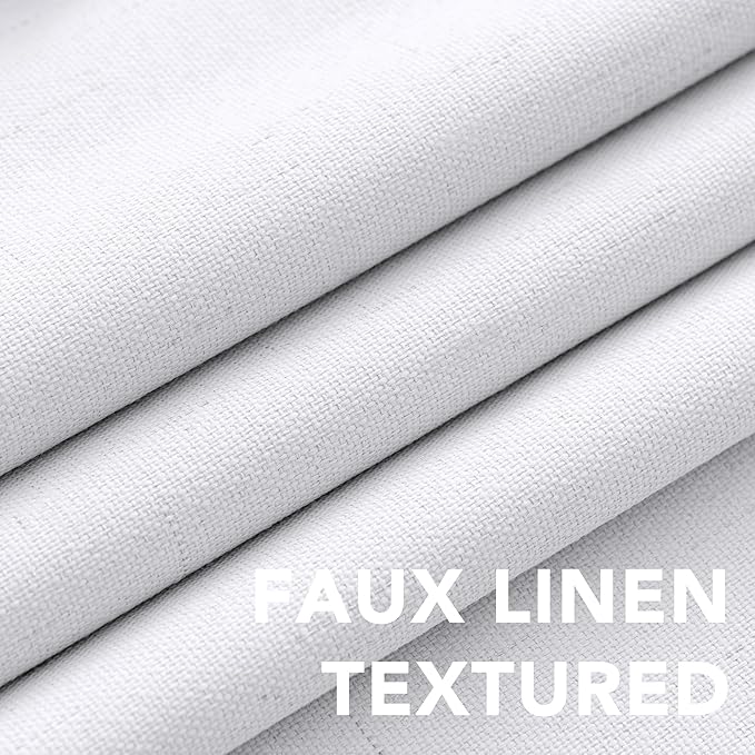 H.VERSAILTEX Primitive Linen Curtains 100% Blackout Curtain Drapes Burlap Curtains with White Thermal Insulated Liner, Grommet Top Drapes Living Room/Bedroom (2 Panels, 42 x 45 Inch, Bright White)