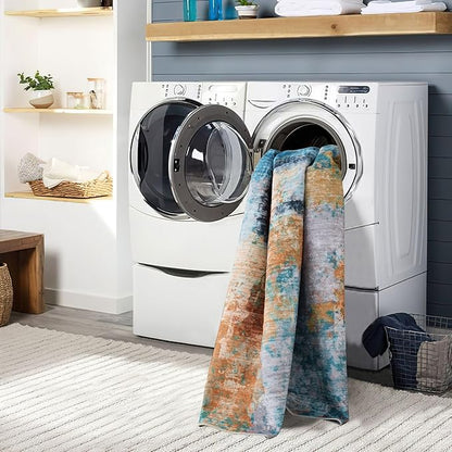 vivorug Runner Rug 2'x8' Machine Washable Non-Slip Runners for Hallways Kitchen Entryway Laundry Room Modern Abstract Carpet Hallway Runner, Rosy Clouds