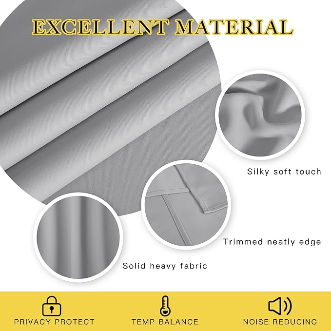 NICETOWN Blackout Bedroom Curtain 120 inches Long - Grommet Thermal Curtain Room Darkening Window Treatment Light Blocking Drape for Living Room (Silver Grey, 1 Panel, W52 x L120)