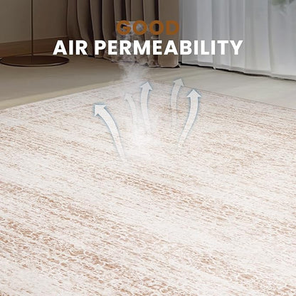 8x10 Washable Area Rugs for Living Room,Bedroom,Dining Room- Modern Abstract Large Area Rugs with Non Slip Rubber Backing,Soft Low Pile Neutral Light Pink Carpet for Nursery Dorm Kids Playroom