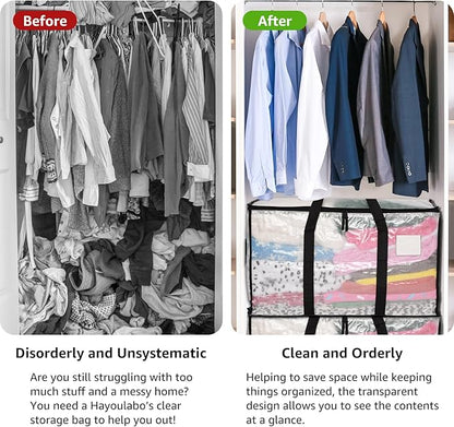 Moving Bags Heavy Duty Extra Large, Alternative for Moving Boxes & Moving Supplies,Clear Storage Bins with Lids, Plastic Packing Tote, Storage Bags for Clothes with Handles & Zippers(Clear, 8 Pack)