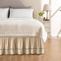 MIYE Wrap Around Ruffled Lace Bed Skirt, Elastic Dust Ruffle with Adjustable Belts, Easy to Put On, Bed Frame Cover, Machine Washable (Ruffled Lace/Beige, Full/Twin-18 Drop)