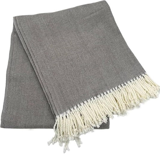 Alashan Cotton Acrylic Adirondack Herringbone Woven Throw (Otter)