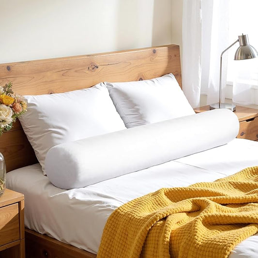 SyMax 7.8"x76" Body Pillow for King Bed, Memory Foam Bolster w/Removable Velvet Cover, Headboard Gap Filler Pillow, White