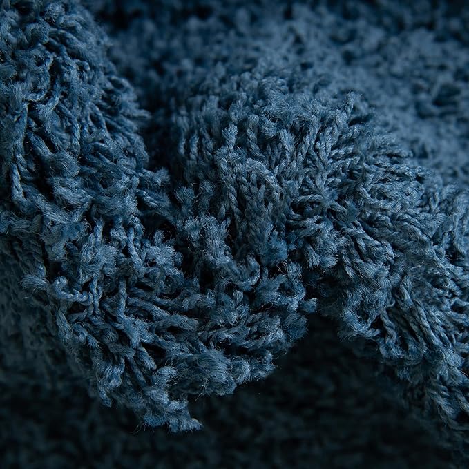 Unique Loom Solid Shag Collection Area Rug (3' 3" Square, Sapphire Blue/ Navy Blue)