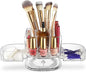 Masirs Small Rotating Makeup Organizer - Mini Yet Spacious Cosmetic Storage Solution with Multiple Compartments - The Perfect Spinning Make-Up Caddy for Vanity or Bathroom Counter (Square - Clear)
