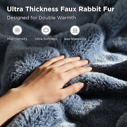 Sophia & William Throw Blanket for Couch Sofa(50x60 Inches) - Faux Fur Throw Soft Cozy, Gifts for Women, Blue