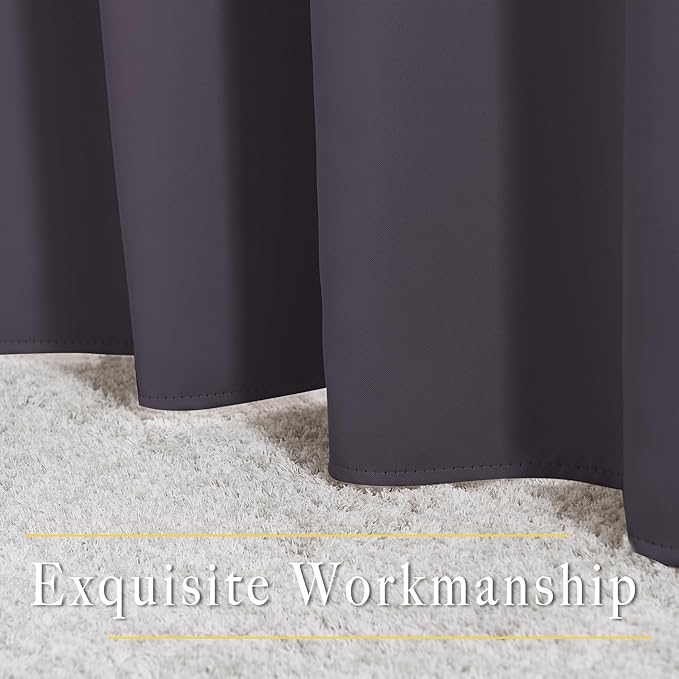 NICETOWN Bedroom Blackout Curtains and Drapes - Window Treatment Thermal Insulated Solid Grommet Blackout Draperies for Bedroom (Set of 2 Panels, 52 by 54 Inch, Greyish Purple)