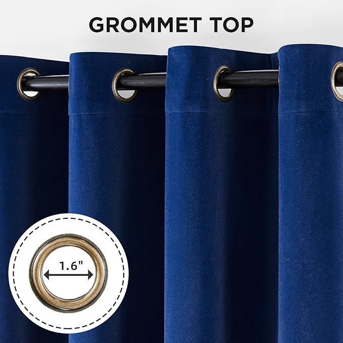 Joydeco Royal Blue 100% Blackout Curtains 96 Inch 2 Panels, Luxury Thermal Royal Blue Velvet Curtains for Bedroom Living Room, Soundproof Blackout Window Drapes, Grommet Top (52W x 96L)