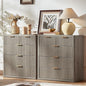 LEYAOYAO Fluted 5 Drawers Dresser for Bedroom Set of 2, 34" Tall Modern Chest of Drawers with Metal Handle, Curved Profile Design,Grey Wood Drawer Organizer for Bedroom, Living Room, Hallway
