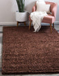 Unique Loom Solid Shag Collection Area Rug (9' x 12' 2" Rectangle Chocolate Brown)