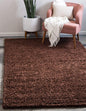 Unique Loom Solid Shag Collection Area Rug (6' 1" x 9' Rectangle, Chocolate Brown)