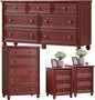 Farmhouse Dressers & Night Stand Set of 4, Wood 54" Wide 7 Drawer Dresser & 45" Tall Chest of Drawers, 18" Roman Column Nightstand Set of 2, Bedroom Furniture Dresser Sets for Home Living Room Hallway