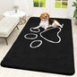OLANLY Dog Door Mat for Muddy Paws 59x35, Paw Print Design, Absorbs Moisture and Dirt, Absorbent Non-Slip Washable Doormat, Quick Dry Chenille Mud Mat for Dogs, Entry Indoor Entryway Carpet, Black