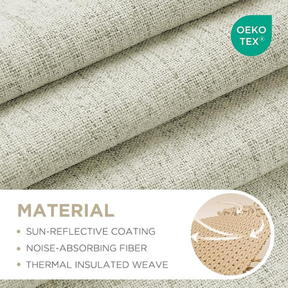 Joydeco Blackout Curtains for Bedroom - 100% Light Blocking 2 Panels Light Beige Drapes 66"W x 90"L, Thermal Insulated Room Darkening Curtains, Linen Textured for Living Room, Rod Pocket & Back Tabs