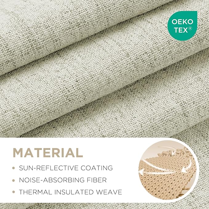 Joydeco Blackout Curtains for Bedroom - 100% Light Blocking 2 Panels Light Beige Drapes 37"W x 96"L, Thermal Insulated Room Darkening Curtains, Linen Textured for Living Room, Rod Pocket & Back Tabs