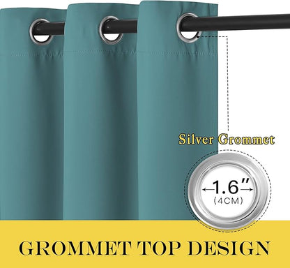 NICETOWN Blackout Room Divider Curtains for Sliding Glass Doors 102 Inches Long 1 Panel, Extra Wide Curtains for Doorway Patio Bedroom Living Room (Sea Teal, 80Wx102L, 1 Panel)