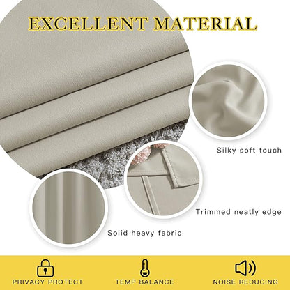 NICETOWN Room Darkening Natural Curtains 84 inches Long, Grommet Room Darkening Thermal Insulated Sound Dampening Window Treatments for Bedroom/Home Office, 2 Panels, W46 x L84
