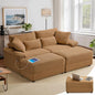 SUNWAVE 74" Double Chaise Lounge Chair Indoor, Oversized Loveseat with Removeable Ottoman, Corduroy Couch with USB Charging, Storage Ottoman, and Coffee Table Cushions for Living Room
