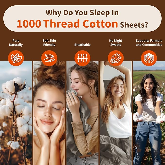 LBRO2M 1000 Thread Count Sheets 100% Egyptian Cotton Bedding Set Floral Queen Size 16 Inches Deep Pocket Bedding 4 Piece Sets (Queen, Peony)