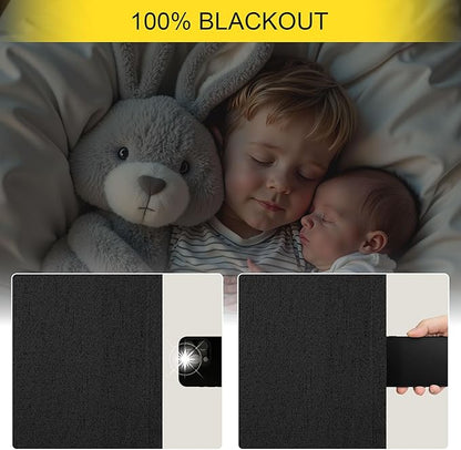 Pitalk 54 Inch Blackout Curtains Length 2 Panels Set Back Tab Pocket Room Darkening Insulating Thermal Short Sunblock Solar Soundproof Black Dark Out Curtains for Bedroom Nursery Man Cave 52x54 Long