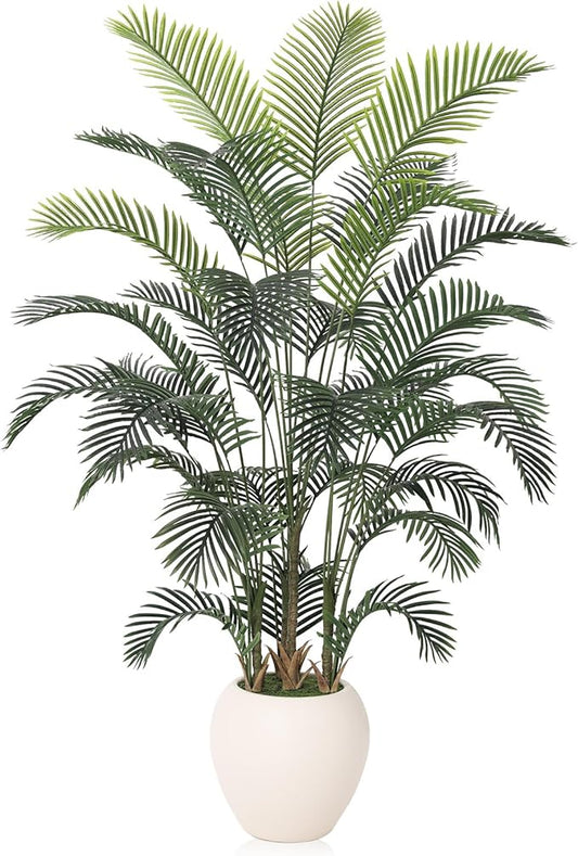 Artificial Palm Tree Plant - 8FT Tall Fake Tree with Realistic Look & UV Protection - Large Indoor Outdoor Faux Floor Plant for Home Office Decor