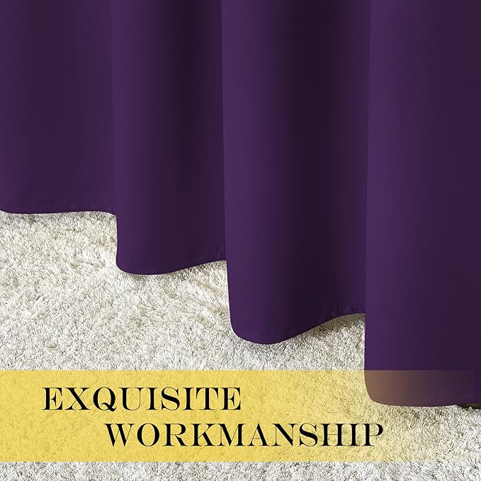 NICETOWN Royal Purple Blackout Curtains for Bedroom/Living Room 132 Inch Length - Thermal Insulated Room Darkening Grommet Top Window Curtains (100 by 132 - Inch, 1 Panel)