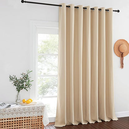 NICETOWN Sliding Door Curtain for Living Room, Grommet Blackout Patio Door Curtain Privacy Thermal Insulated Window Treatment for French, Biscotti Beige, W100 x L144, 1 Panel