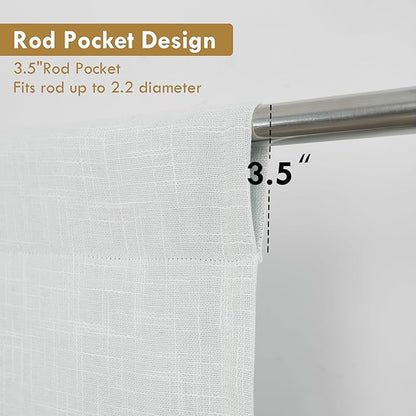 DriftAway Double Layer Linen Blackout Tie Up Curtains Thermal Insulated Fully Lined Balloon Roman Shade Bathroom Window Adjustable Rod Pocket for Small Window 45 Inch by 63 Inch White
