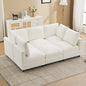 89'' Modular Sectional Cloud Sofa Bed, 6-Seater Convertible Sofa Couch with Ottoman, Modern Deep Seat Sleeper Sofa for Living Room, Chenille Beige