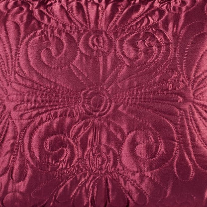 Touch of Class Portia Luxury Bedding | Rich Ruby Red | Premier Quilted Polyester Satin | Romantic Hand Guided Machine Quilted Scroll Design 3 Piece Set: Cal King Oversized Bedspread & 2 King Shams