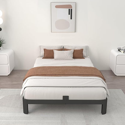 ITIMIDI 4 Inch Twin Bed Frame, Easy Assembly, Platform Bed Frames with Metal Gaskets, Round Corner Leg, No Box Spring Needed, Heavy Duty Steel Slat Support, Anti-Slip Mattress Stopper, Black