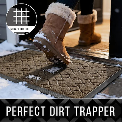 Yimobra Outdoor Mats for Front Door 29.5x17, All-Season Waterproof Doormat Outdoor Entrance, Heavy Duty Non-Slip Outside Door Mat for Garage Patio Proch Entryway Indoor, Brown