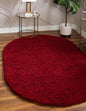 Unique Loom Solid Shag Collection Area Rug (3' 3" x 5' 3" Oval, Cherry Red)