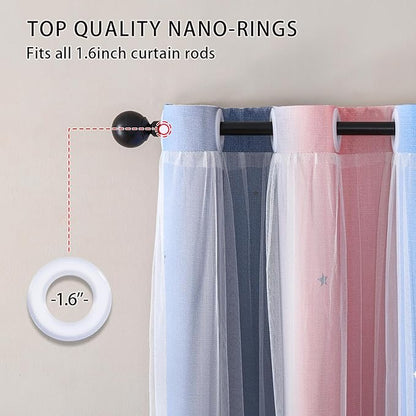 XiDi Dream Star Blackout Curtains for Kids Rooms Girl Princess Curtain for Daughter Bedroom Window (Pink Grey Blue, W34 X L72)