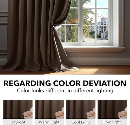 Deconovo Blackout Curtains, Thermal Insulated, W42 x L95 2 Panels, Back Tab, Machine Washable, Room-Darkening Drapes for Bedroom/Living Room Brown